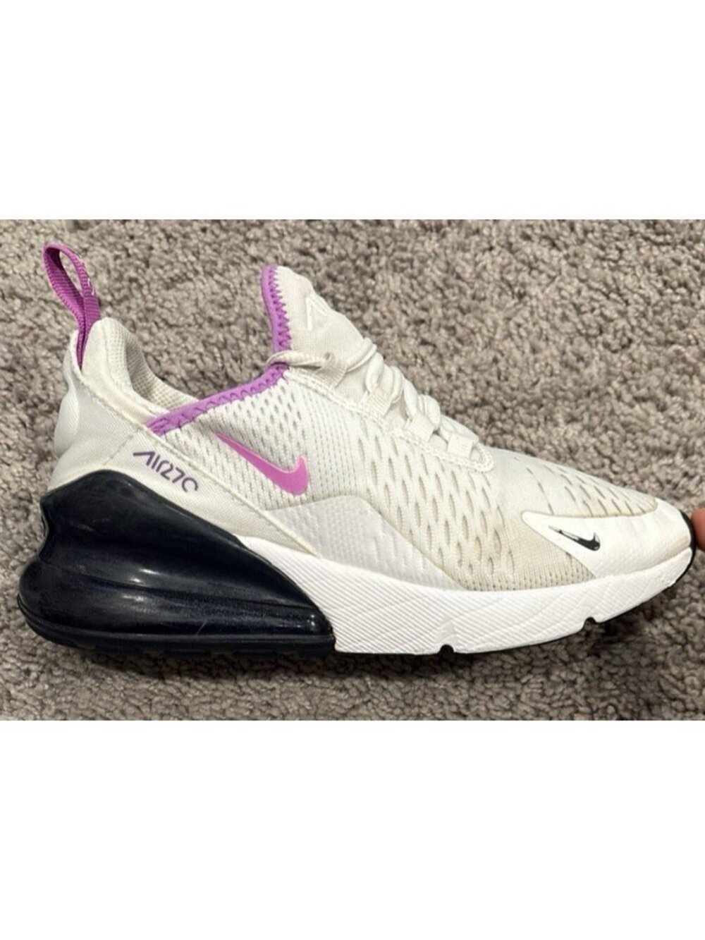 Nike Airmax 270 GS-943345-116 Women's Sneakers White/Violet Size 4Y